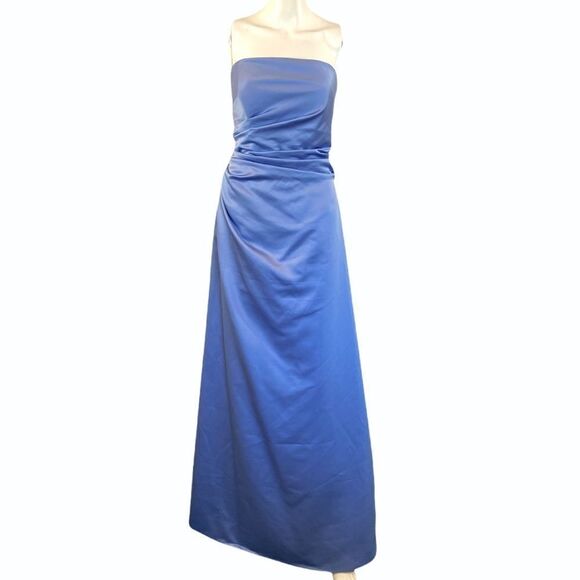 Impressions Sleeveless Light Blue Pleated Satin Formal Gown - Picture 9 of 9